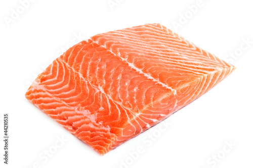 raw big salmon bar over white background