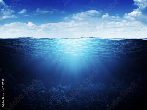 Fotografía Sky, waterline and underwater background