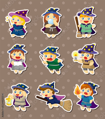 cartoon Wizard and Witch stickers