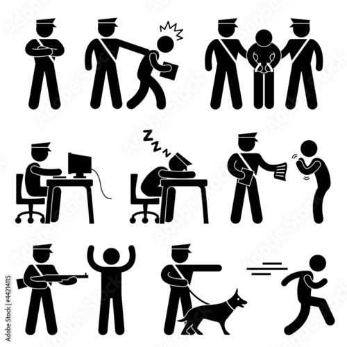 Security Guard Police Officer Thief Icon Symbol Sign Pictogram