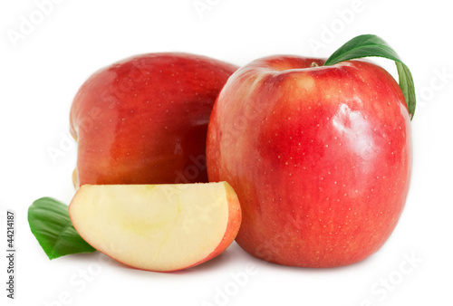 Red apples on a white background