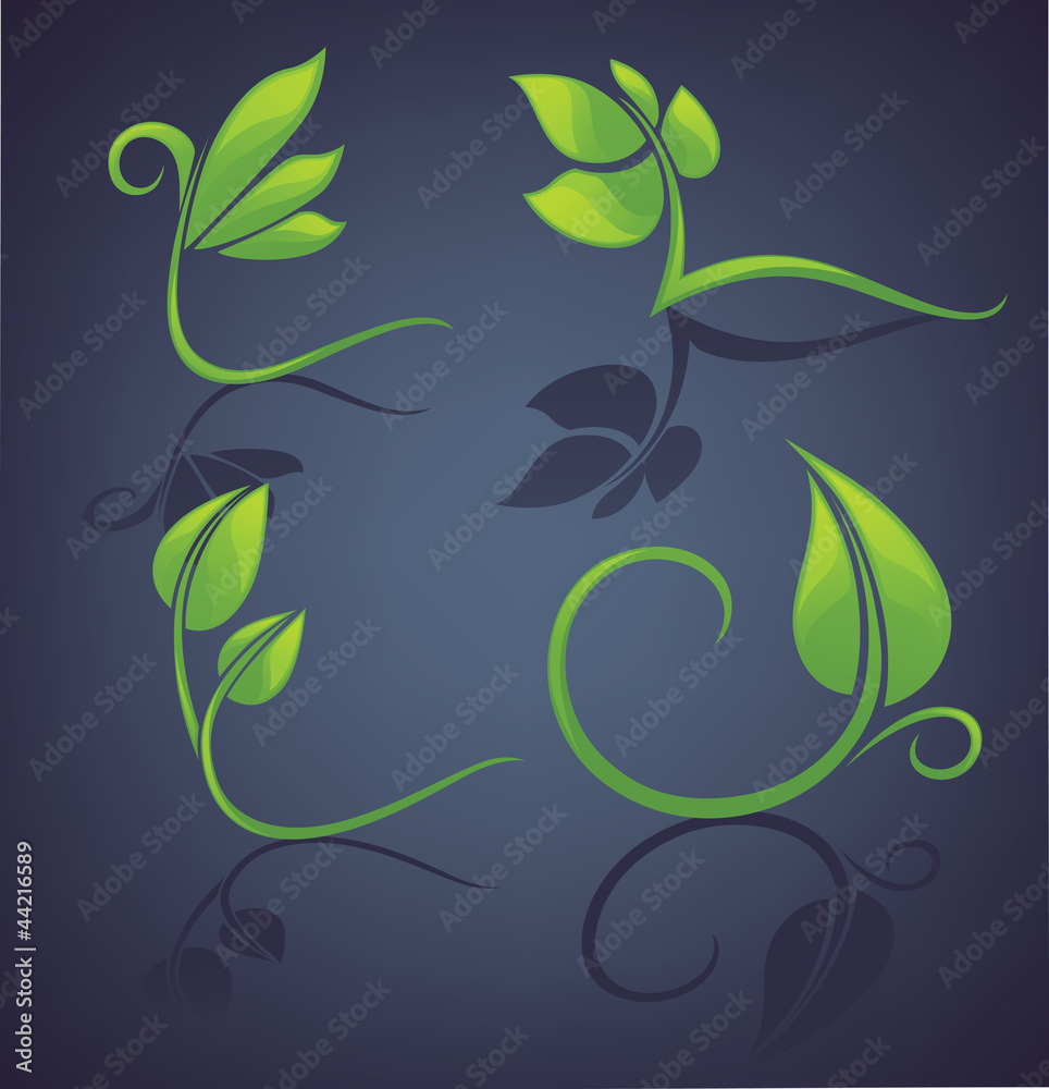 vector collection of decorative green leaves and frames vector collection of decorative green leaves and frames