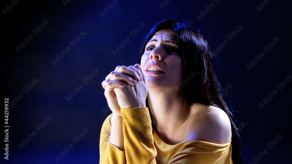 Woman praying for mercy getting abused Woman praying for mercy getting abused