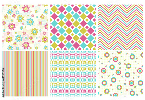 Vector set of different seamless pattern