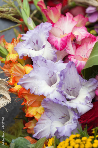 Valokuva colorful bouquet of gladioli