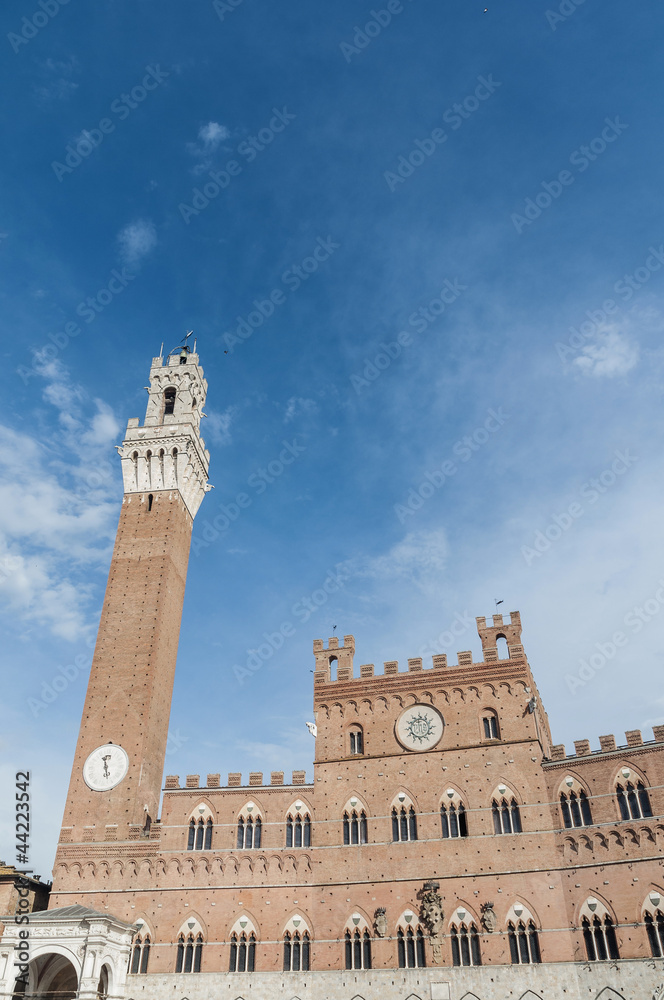 Public Palace and it's Mangia Tower in Siena, Italy