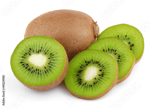 Ripe kiwi fruits with slices