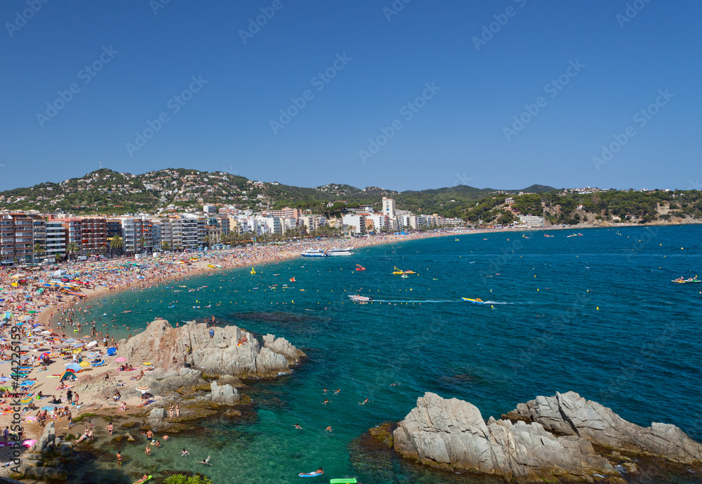 View of coastline of resort lloret de Mar. Costa Brava. Spain