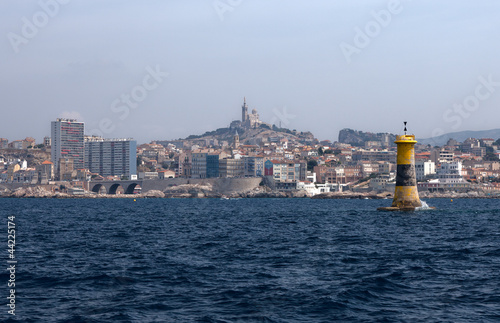 View of Marseille with cathedral Notre Dame de la Garde