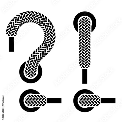 vector shoe lace question exclamation marks