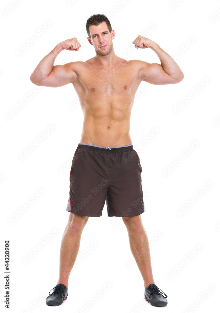 Male athlete showing muscular body