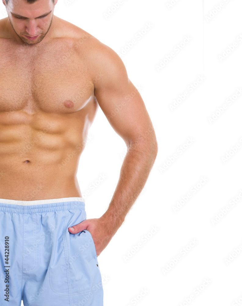 Closeup on man with great abdominal muscles