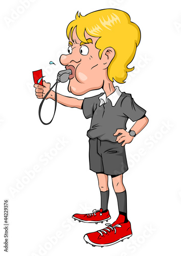 Cartoon illustration of a soccer referee