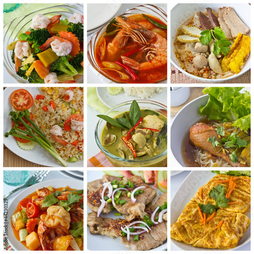 Collage from Photographs of thai food