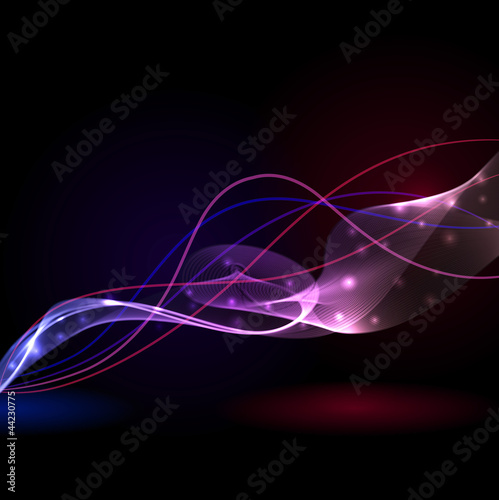 Colorful abstract light wave vector background.