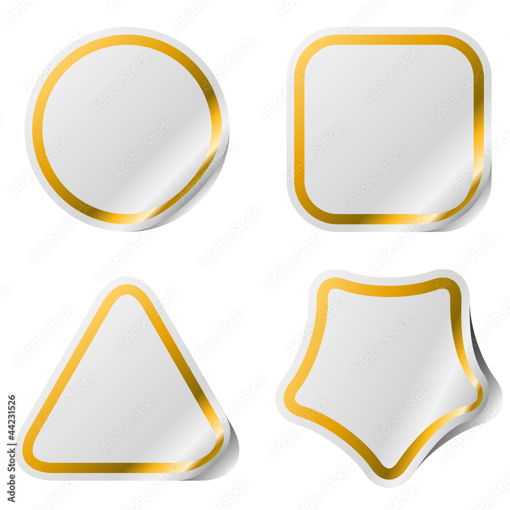 Blank stickers with golden frame. Blank stickers with golden frame.