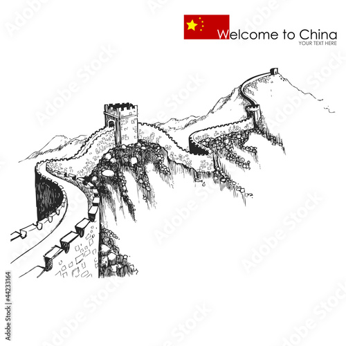 Tableau sur toile vector illustration of the Great wall of China