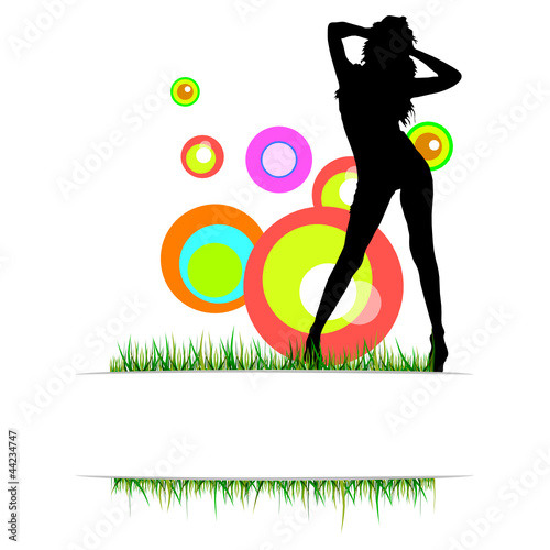 beauty girl on the grass vector