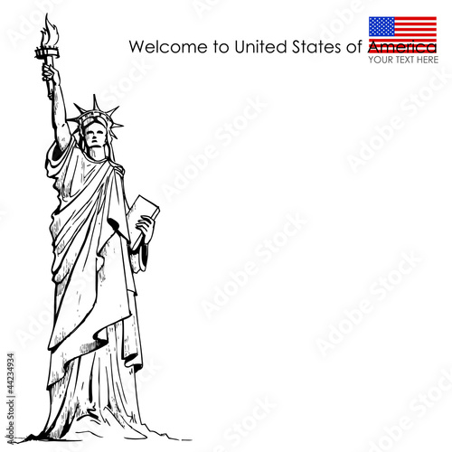 vector illustration of statue of liberty against white