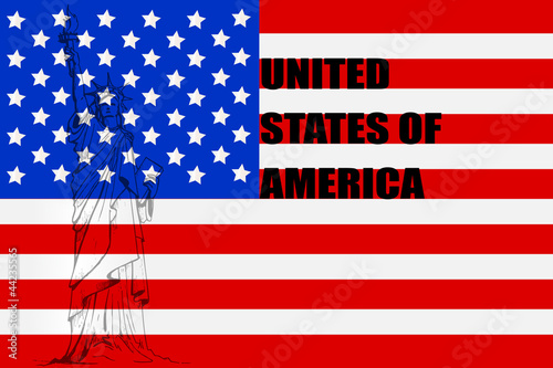 vector illustration of Statue of Libertyon American flag