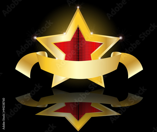 gold star label vector illustration