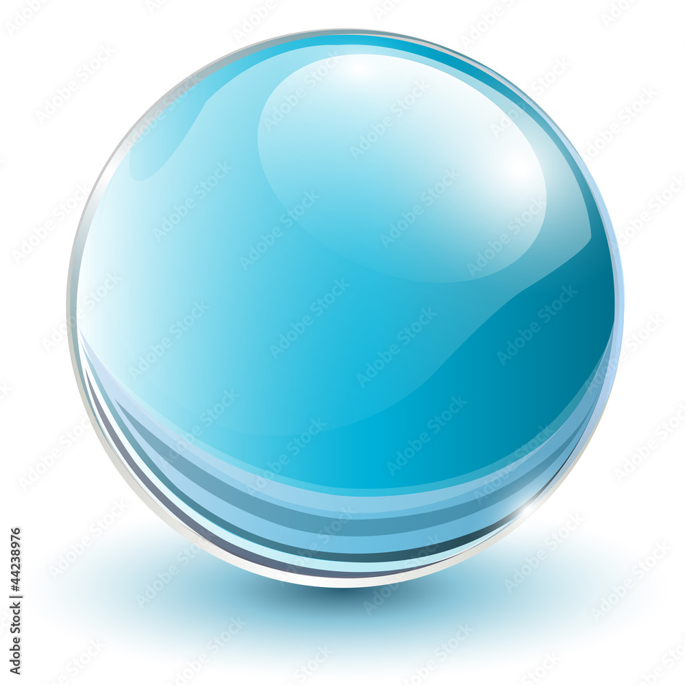 3D glass sphere blue.