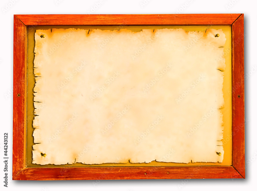 The Old wooden blank frame on wood background