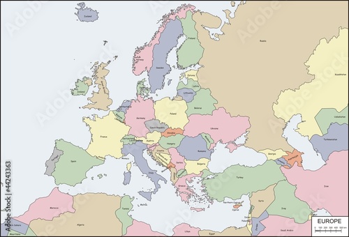 Contour map of europe