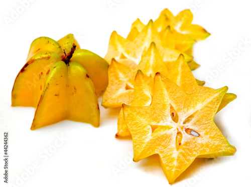 Closeup starfruit isolated on white background