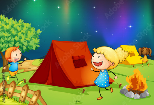 kids near fire