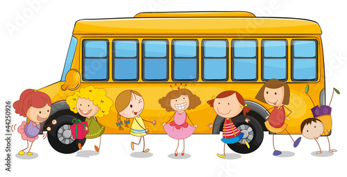 kids and school bus