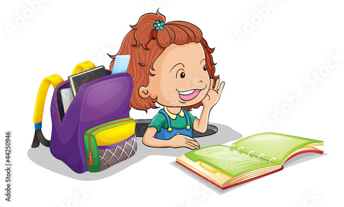 a girl with school bag