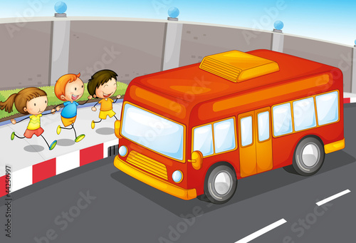 Kids and bus