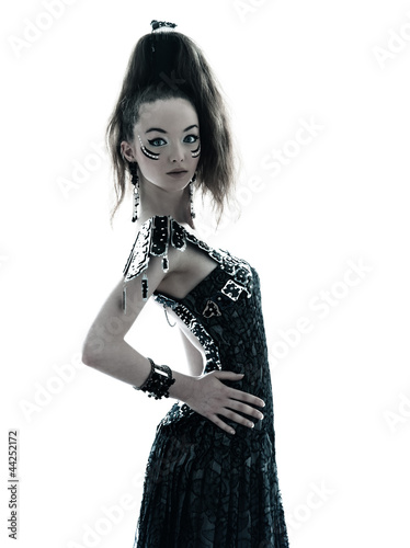 woman fashion black silk summer dress