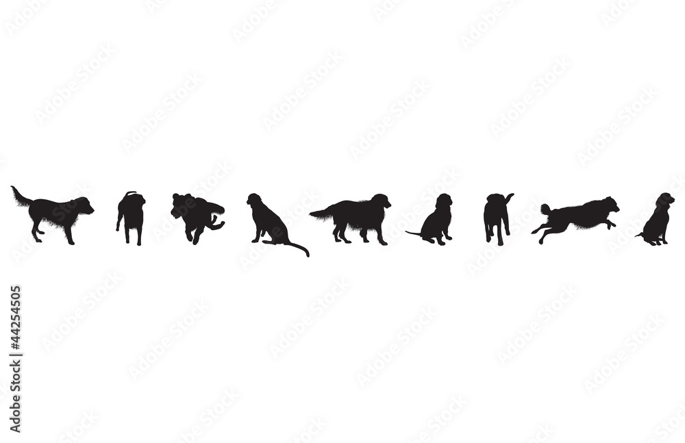 set of dog silhouettes set of dog silhouettes