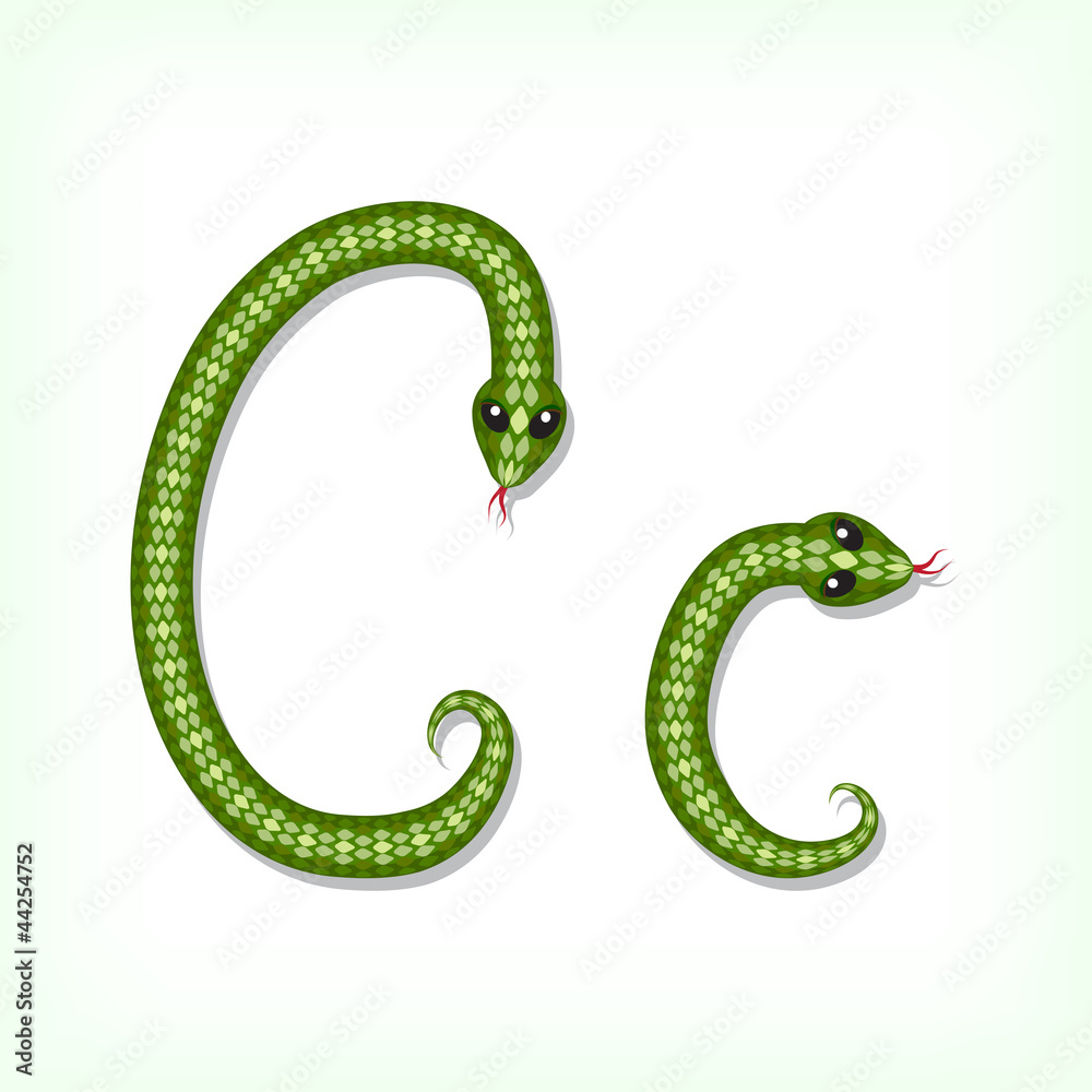 Naklejka premium Snake font. Letter C