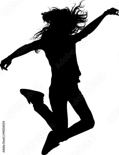 jumping teen girl isolated silhouette