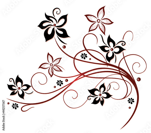 Ranke, flora, Blume, Blüte, border, frame, black, red