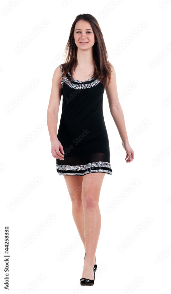 Fototapeta premium walking brunette woman