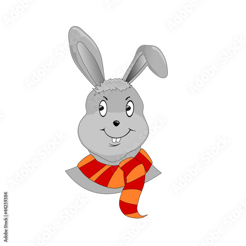 Cheerful Easter bunny on white