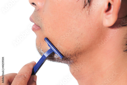 Man is shaving