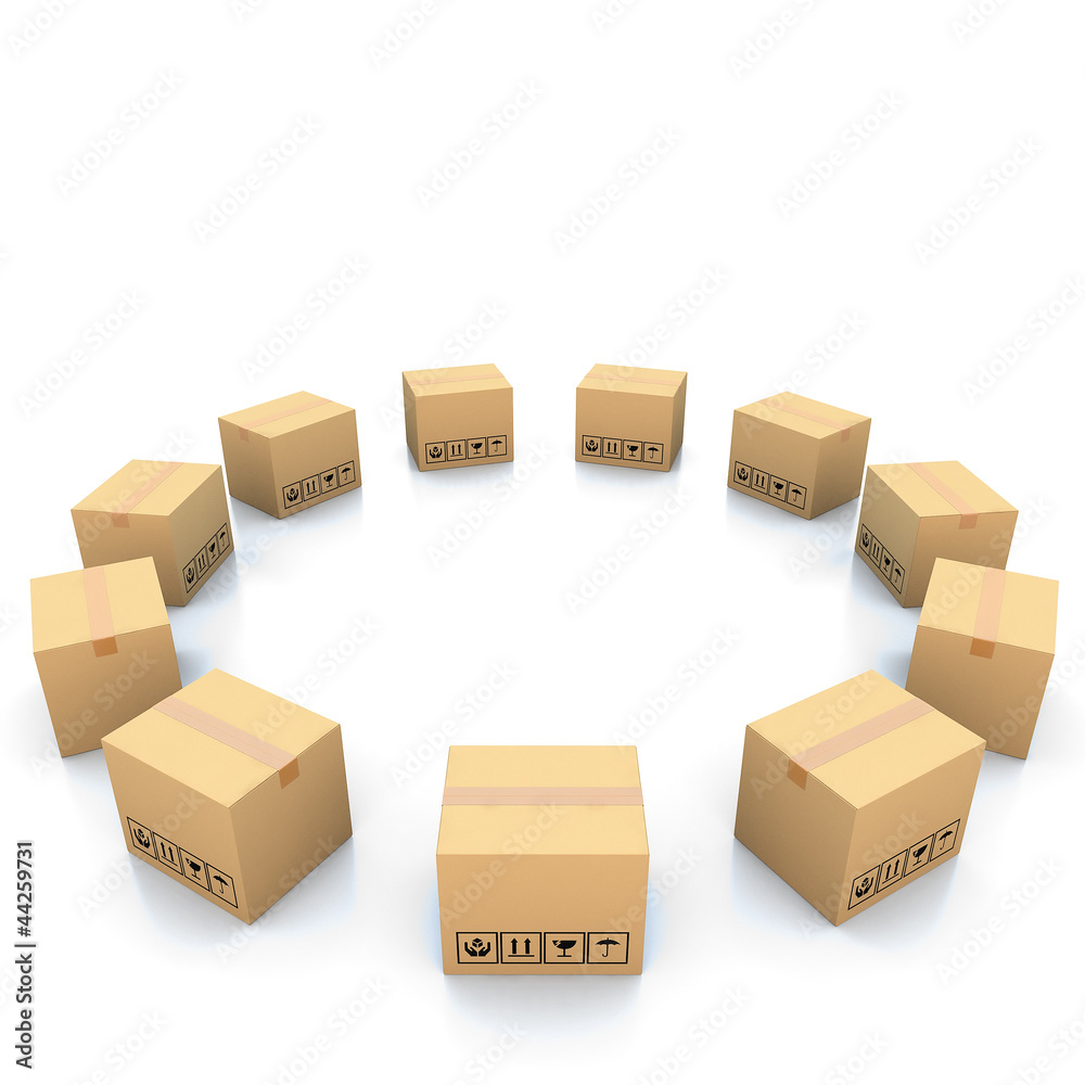 Cardboard boxes on white background 3d illustration Cardboard boxes on white background 3d illustration