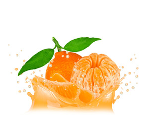 Deken met foto Opspattend water Splash with tangerine isolated on white  © EtiAmmos