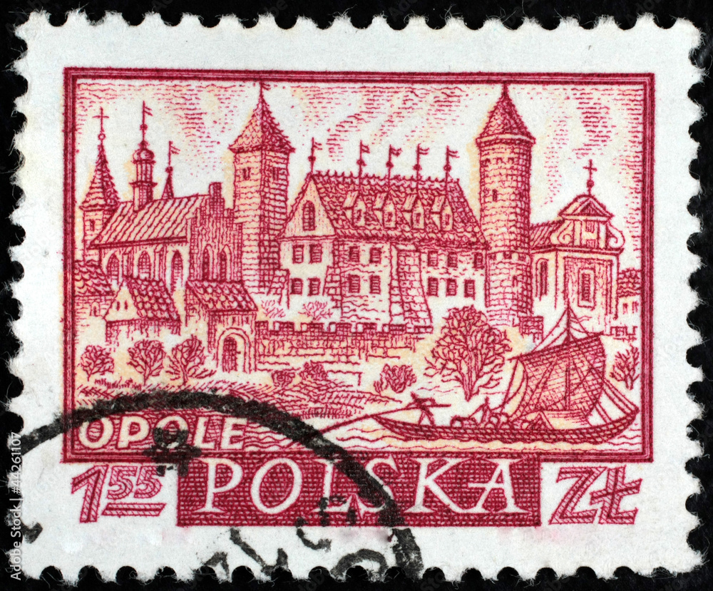 Polish city on postal stamp