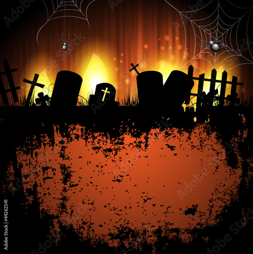 Halloween background with cemetery