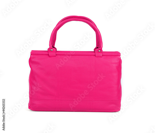 Pink women bag isolated on white background