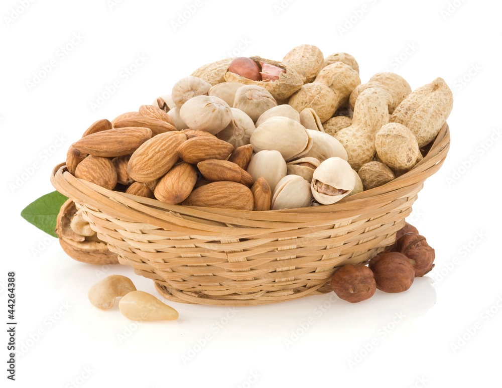 set of nuts isolated on white background set of nuts isolated on white background