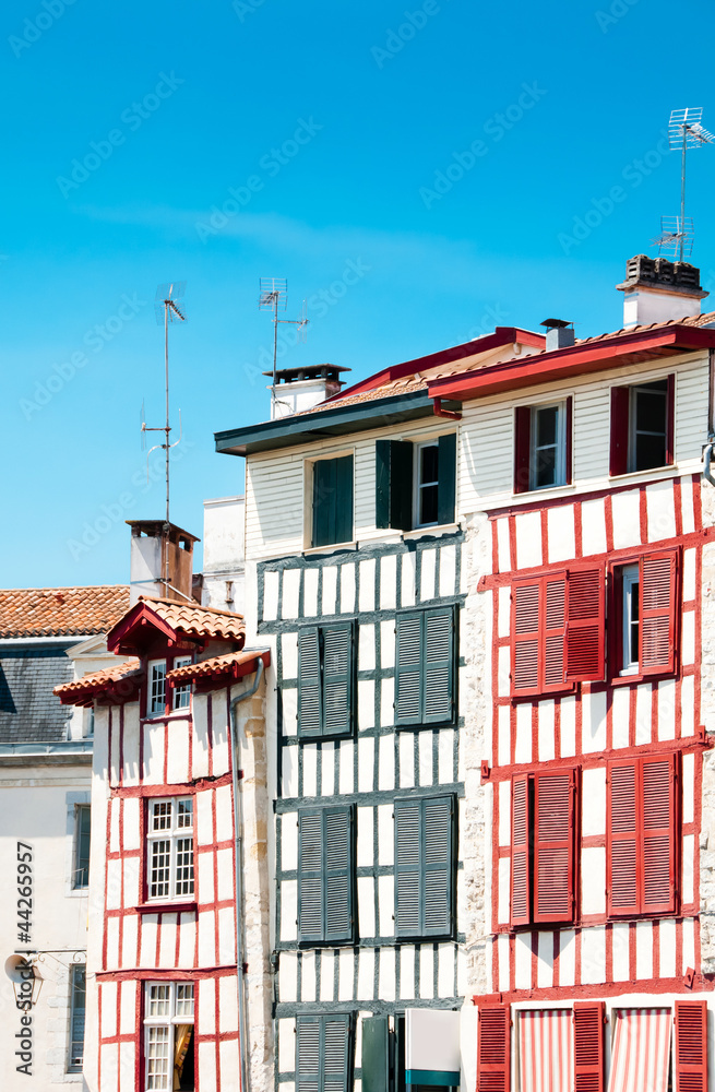 Typical Basque houses in Bayonne, France