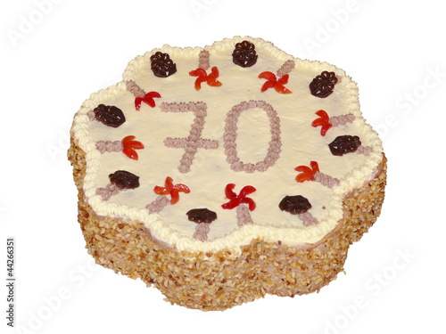 Torte zum 70. Geburtstag, freigestellt
