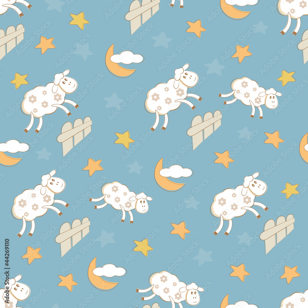 Fototapeta premium night seamless with sheep